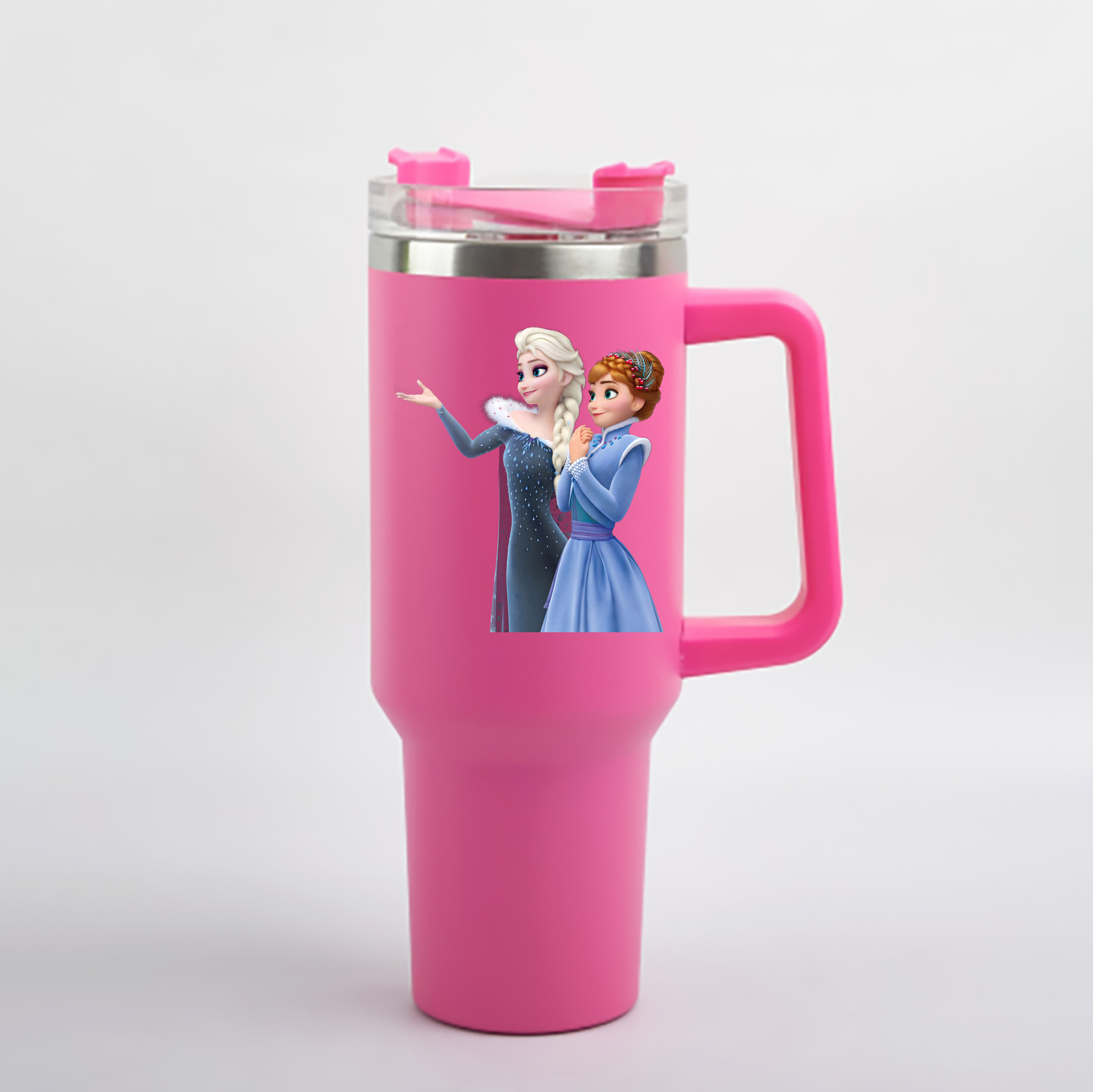 （画像用） アナと雪の女王 アンナ エルサ Frozen Anna Elsa 1200mL車用タンブラー - クリスタルステッカー（プラスチックストロー付き）